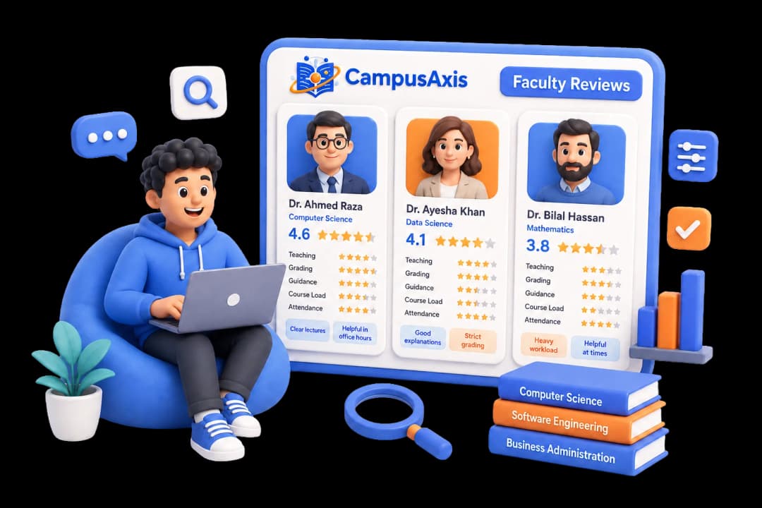 Faculty review dashboard showing professor ratings and student feedback